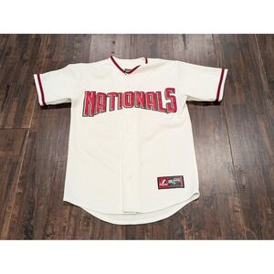 Washington Nationals Baseball Jersey Mens Small White MLB Button Front Majestic